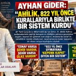 AYHAN GİDER: “AHİLİK, 822 YIL ÖNCE KURALLARIYLA BİRLİKTE BİR SİSTEM KURDU”